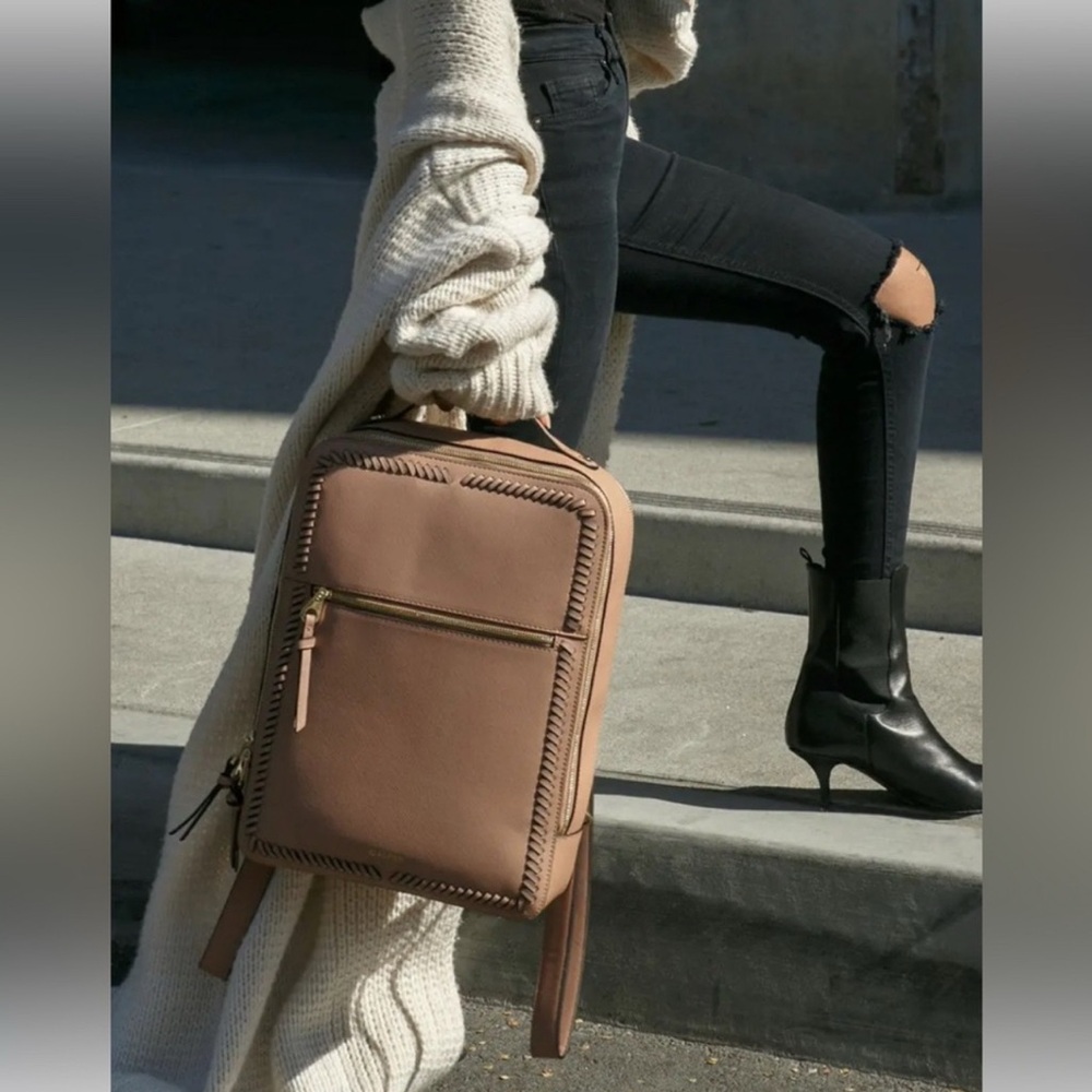 Calpak Brown Backpack with Braided Trim - Picture 2 of 4
